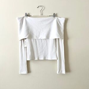 Aritzia Nwt White Off-Shoulder Ribbed Top